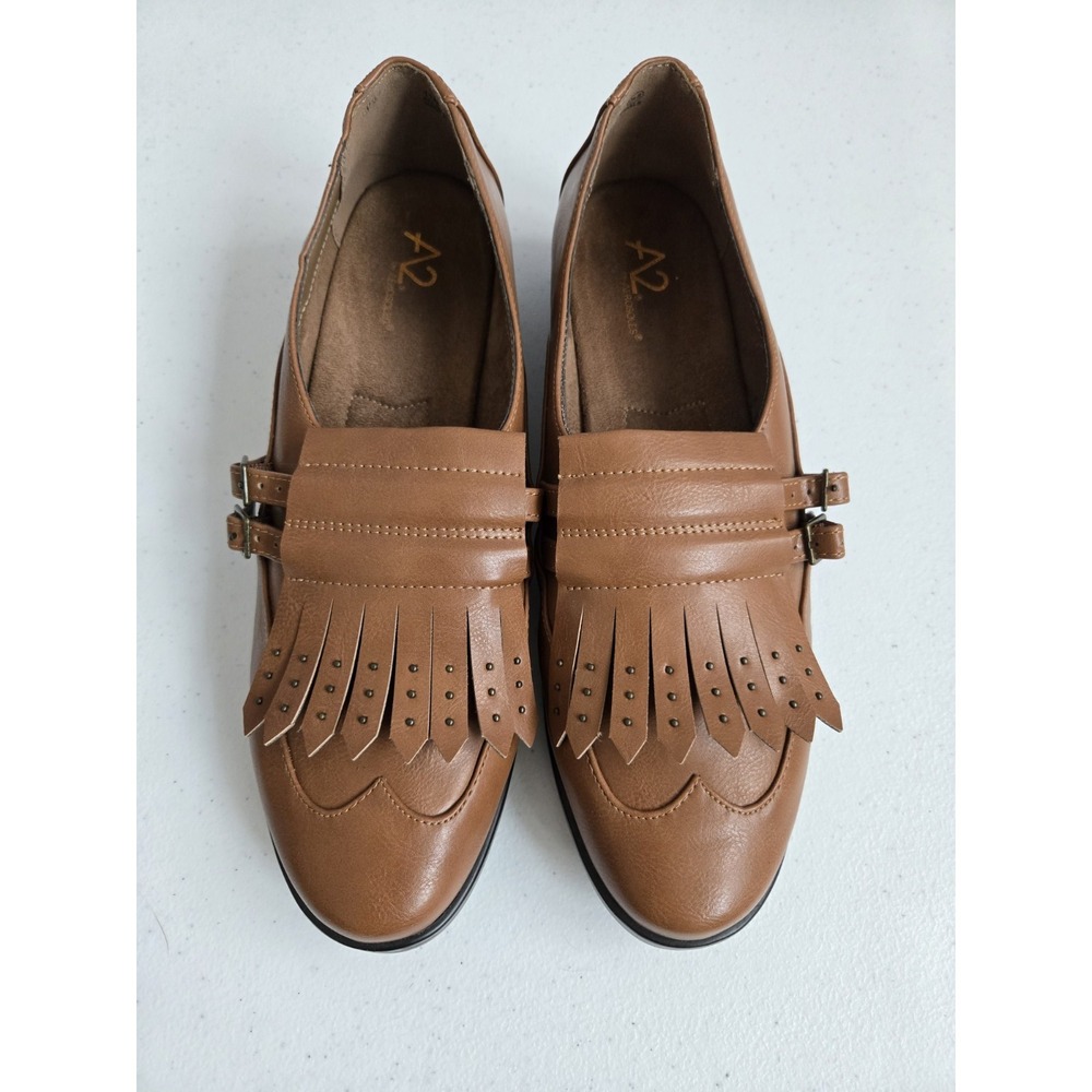 A2 by Aerosoles Women's‎ Size 11M Ravishing Tan Brown Loafer with Fringe Shoes